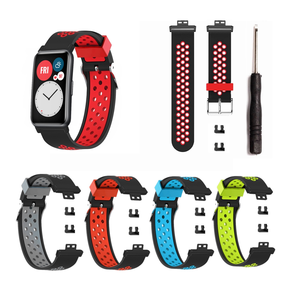 Bakeey-Multicolor-Comfortable-Sweatproof-Soft-Silicone-Watch-Band-Strap-Replacement-for-Huawei-Watch-1804812-1