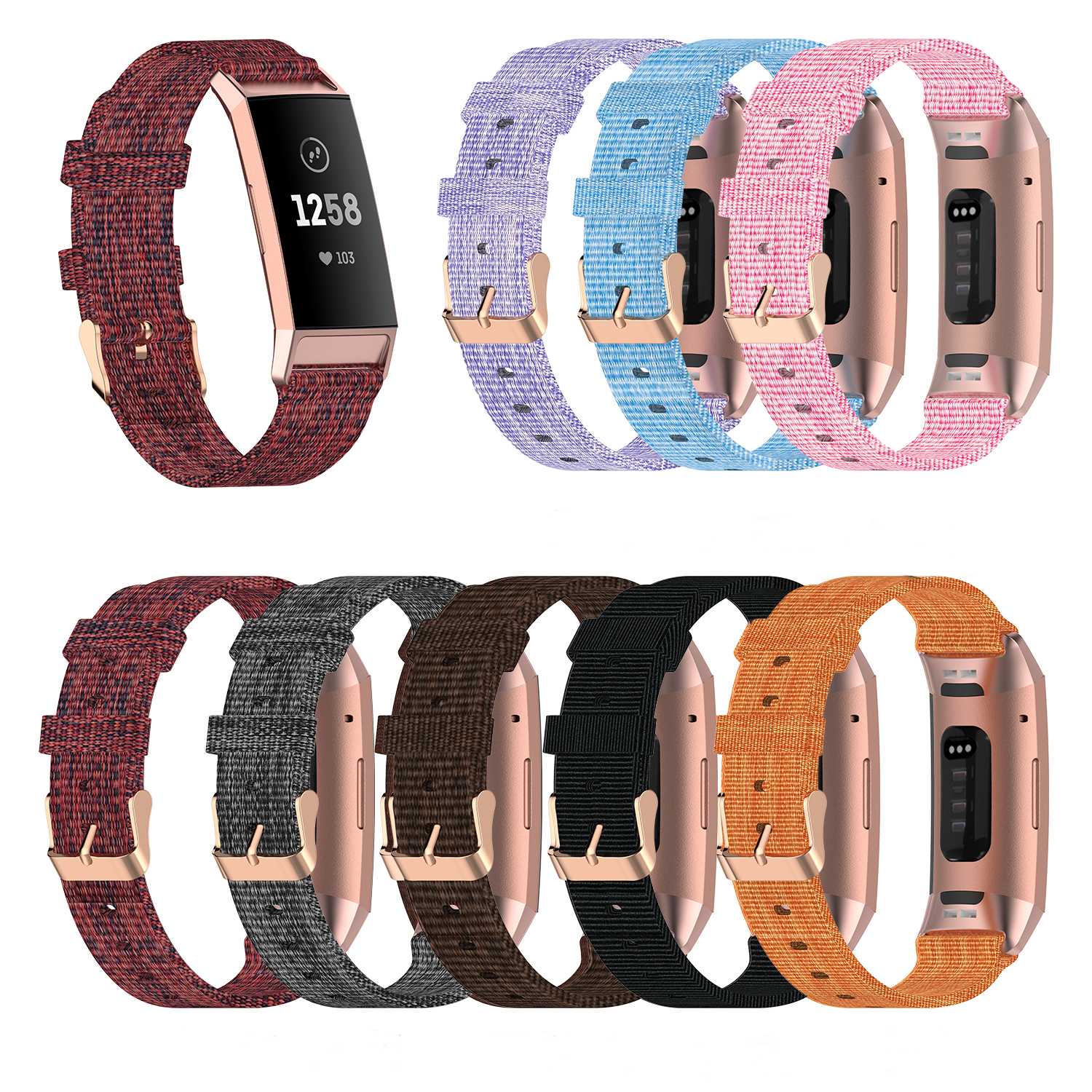 Bakeey-Nylon-Canvas-Woven-Smart-Watch-Band-Replacement-Strap-For-Fitbit-Charge-34-1727948-2