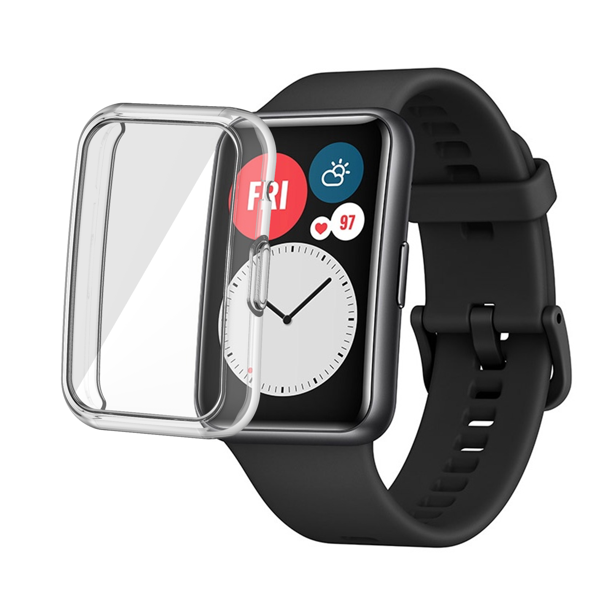 Bakeey-Plating-Anti-Scratch-Shockproof-Transparent-Soft-TPU-Watch-Case-Cover-for-Huawei-Watch-FIT-1772323-5