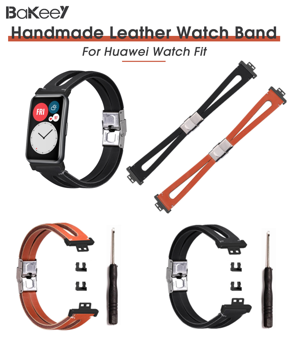 Bakeey-Retro-Handmade-Leather-Watch-Band-Strap-Replacement-for-Huawei-Watch-Fit-1804818-1