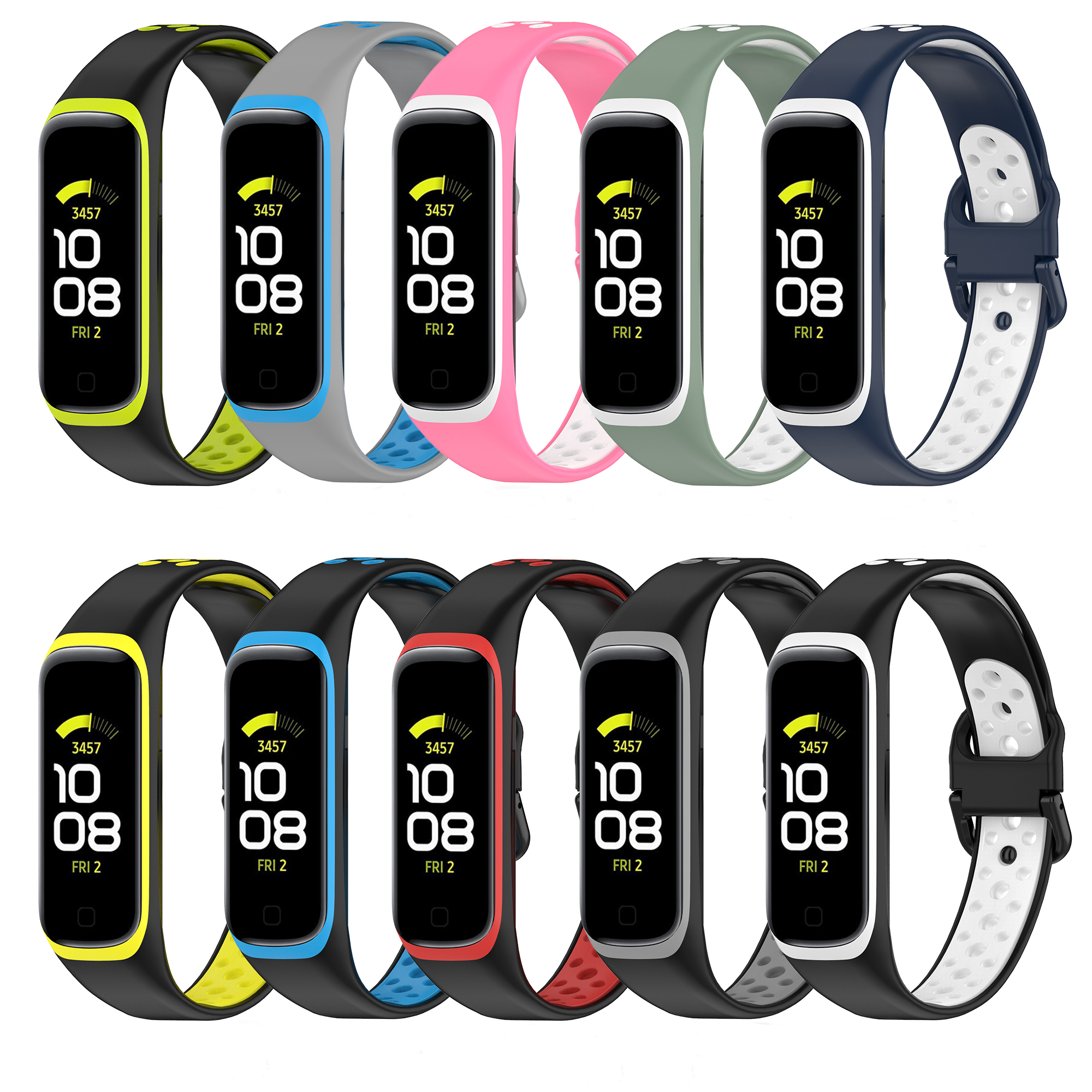 Bakeey-Rubber-Two-color-Replacement-Strap-Smart-Watch-Band-For-Samsung-Galaxy-Fit-2-1806558-1