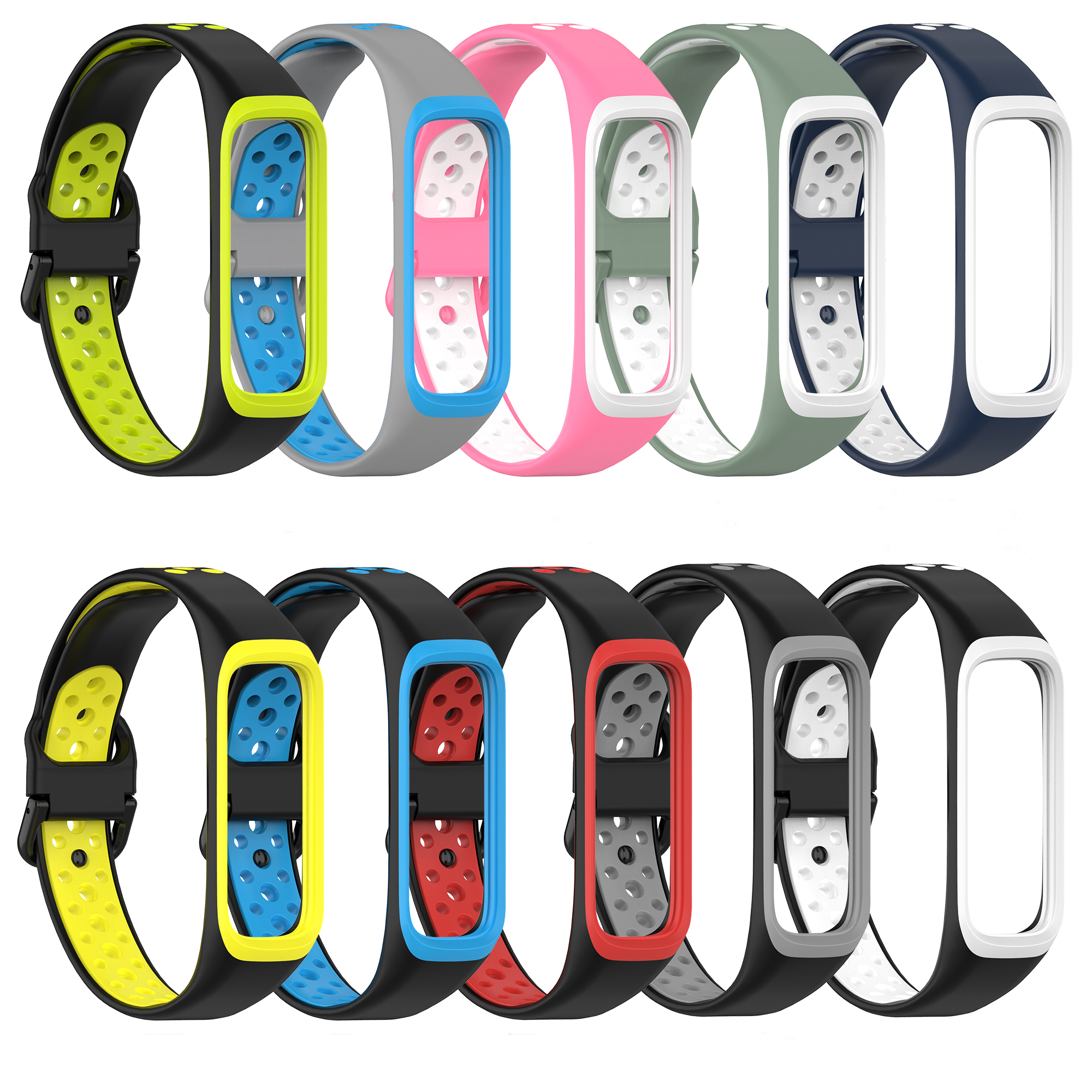 Bakeey-Rubber-Two-color-Replacement-Strap-Smart-Watch-Band-For-Samsung-Galaxy-Fit-2-1806558-2