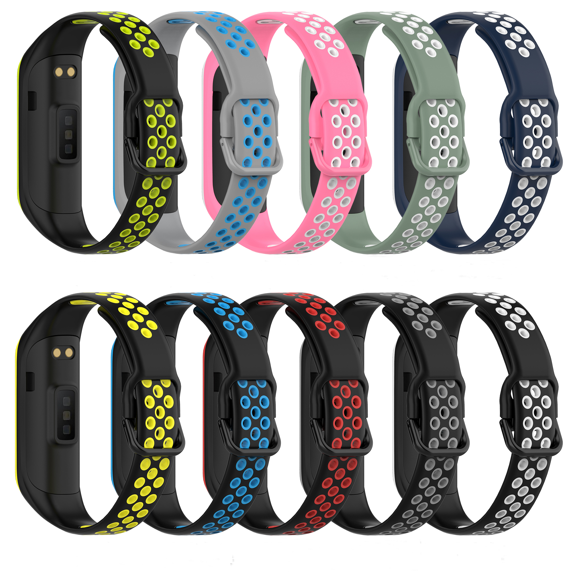 Bakeey-Rubber-Two-color-Replacement-Strap-Smart-Watch-Band-For-Samsung-Galaxy-Fit-2-1806558-3