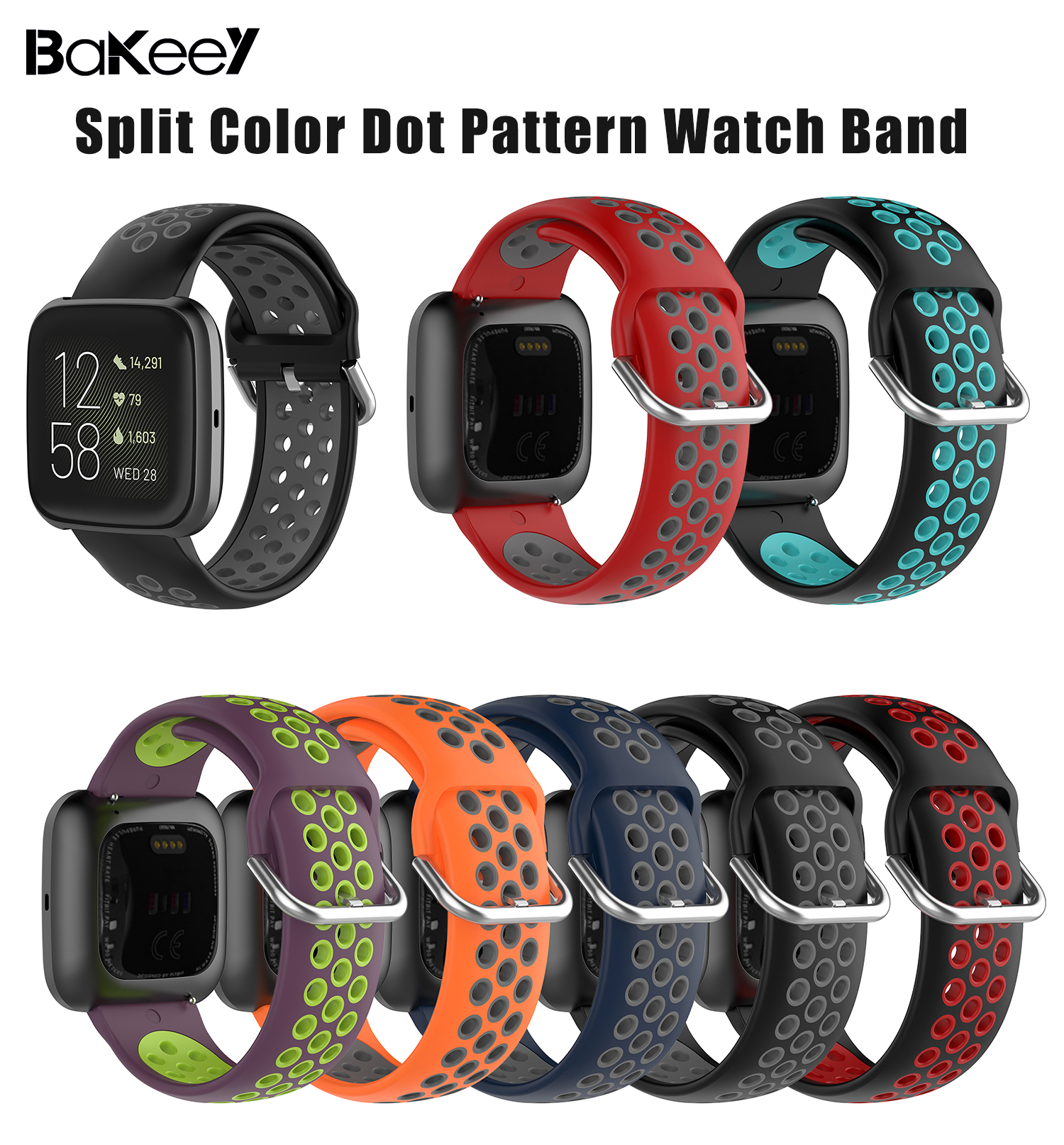 Bakeey-Split-Color-Dot-Pattern-Breathable-Waterproof-Soft-Silicone-Watch-Band-Strap-Replacement-for--1747379-1