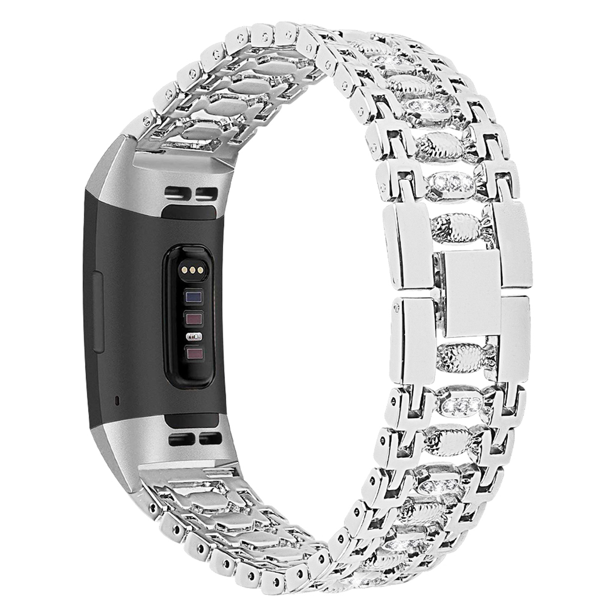 Bakeey-Stainless-Steel-Diamond-encrusted-Watch-Band-Strap-for-Fitbit-charge-3-Smart-Watch-1568646-3