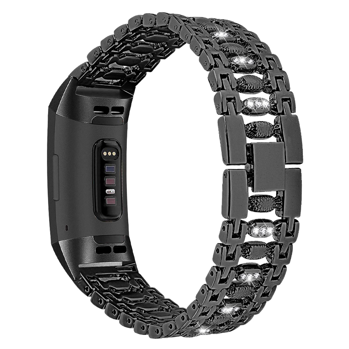 Bakeey-Stainless-Steel-Diamond-encrusted-Watch-Band-Strap-for-Fitbit-charge-3-Smart-Watch-1568646-4