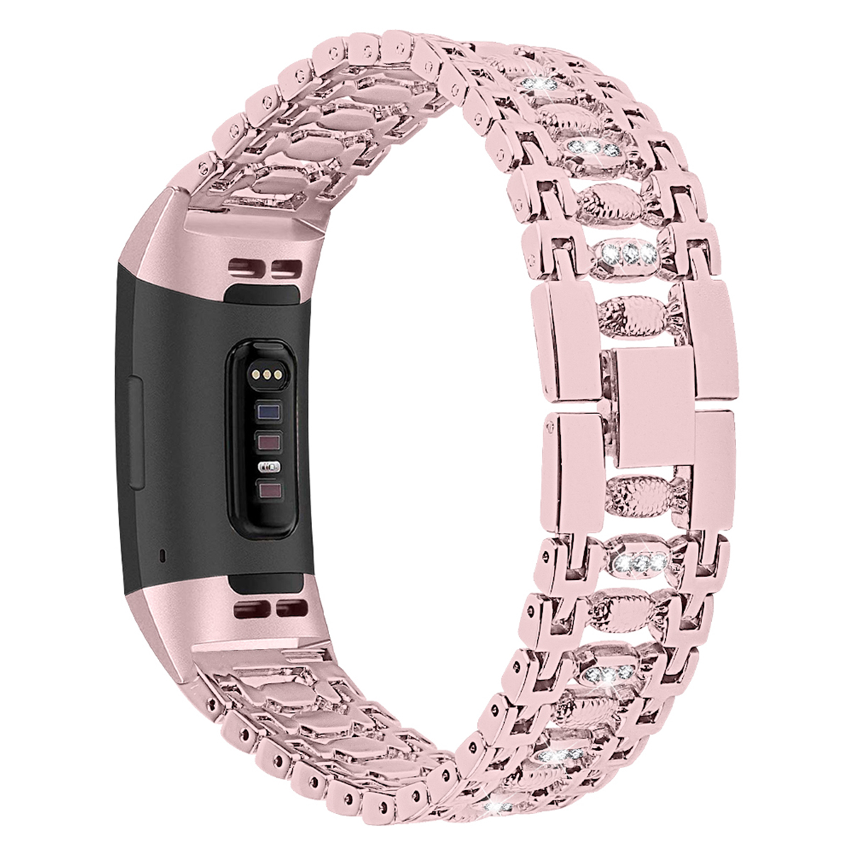 Bakeey-Stainless-Steel-Diamond-encrusted-Watch-Band-Strap-for-Fitbit-charge-3-Smart-Watch-1568646-5