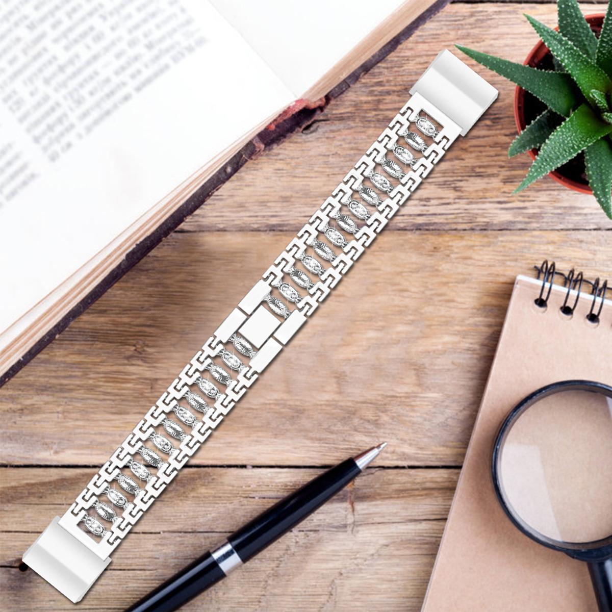 Bakeey-Stainless-Steel-Diamond-encrusted-Watch-Band-Strap-for-Fitbit-charge-3-Smart-Watch-1568646-7