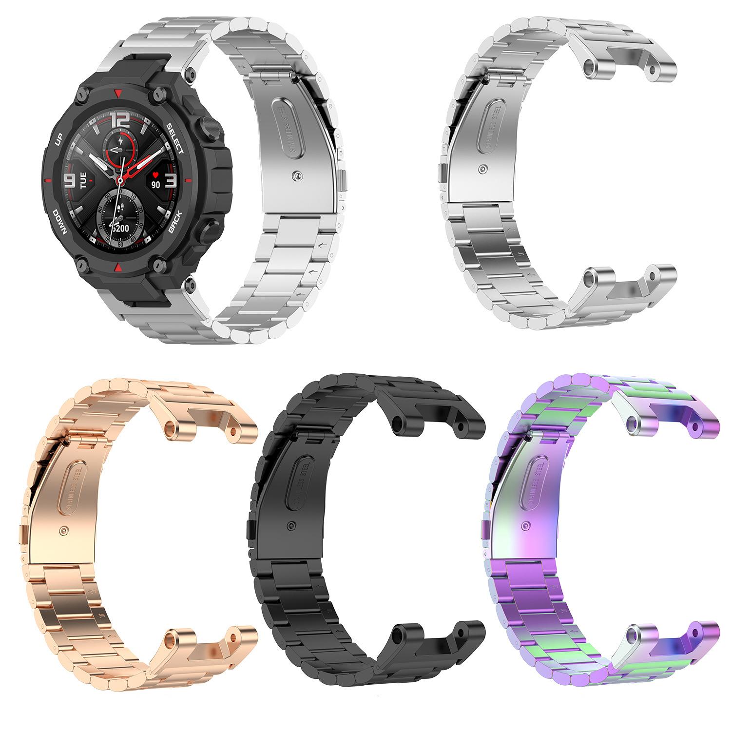 Bakeey-Stainless-Steel-Watch-Band-with-Band-Adjust-Tool-for-Amazfit-T-REX-A1918-Smart-Watch-1740023-1