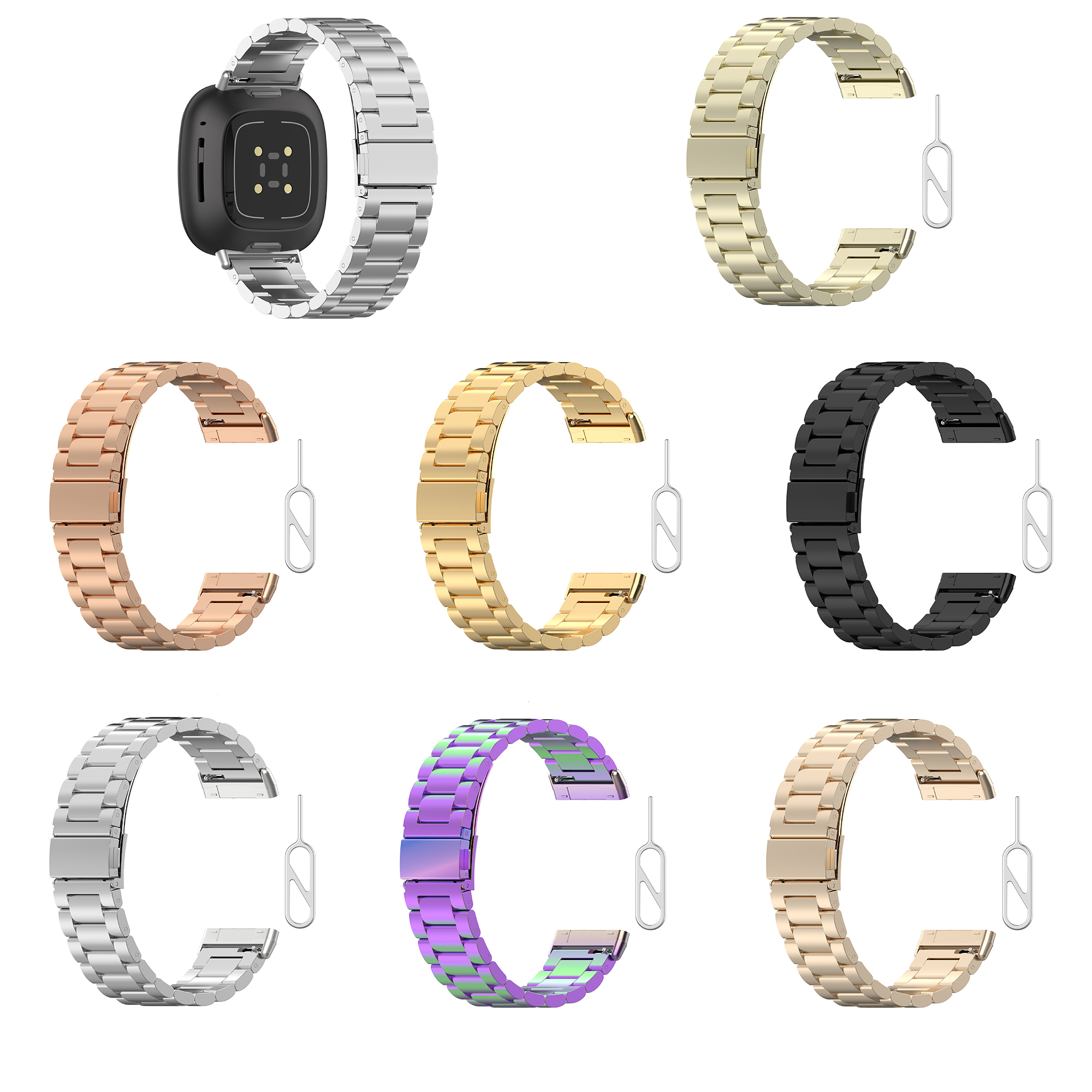 Bakeey-Stainless-Steel-with-Watch-Tool-Replacement-Watch-Strap-for-Fitbit-Versa-3-Sense-Watch-1763470-3