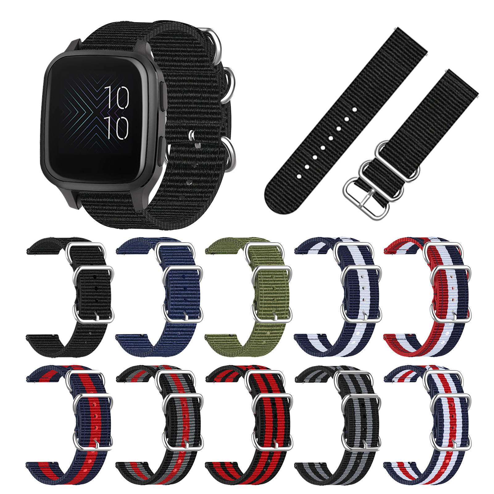 Bakeey-Three-ring-Canvas-Replacement-Strap-Smart-Watch-Band-For-Garmin-Venu-SQ-1806550-1
