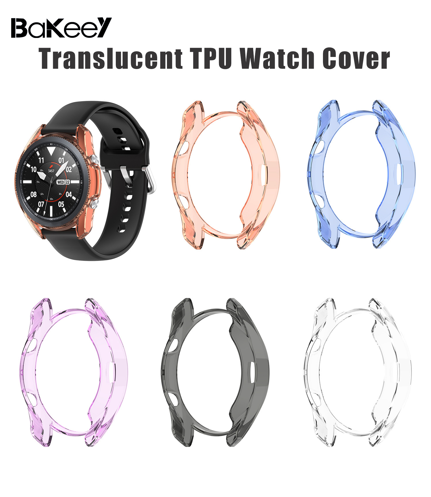 Bakeey-Translucent-Non-Yellow-Soft-TPU-Shockproof-Watch-Case-Cover-for-Samsung-Galaxy-Watch3-45mm-R8-1743917-1