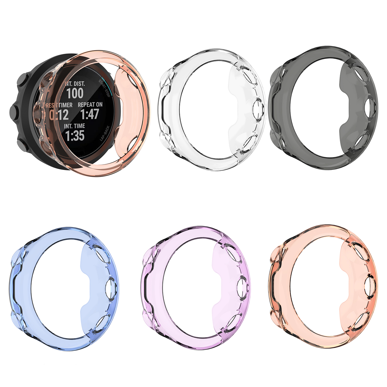 Bakeey-Transparent-Anti-Fall-Watch-Case-Cover-for-Garmin-Swim-2Forerunner-45-Smart-Watch-1742072-1