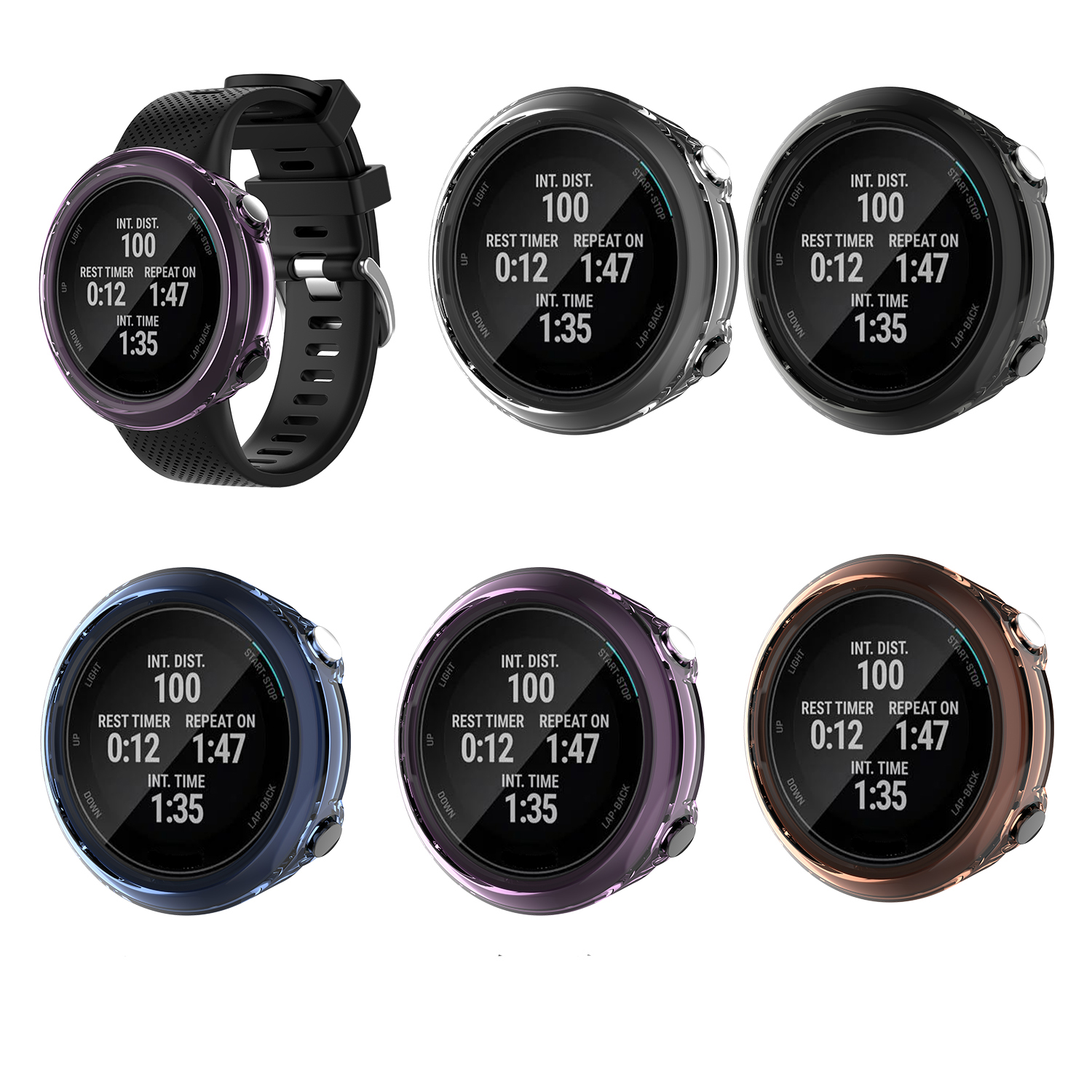 Bakeey-Transparent-Anti-Fall-Watch-Case-Cover-for-Garmin-Swim-2Forerunner-45-Smart-Watch-1742072-2