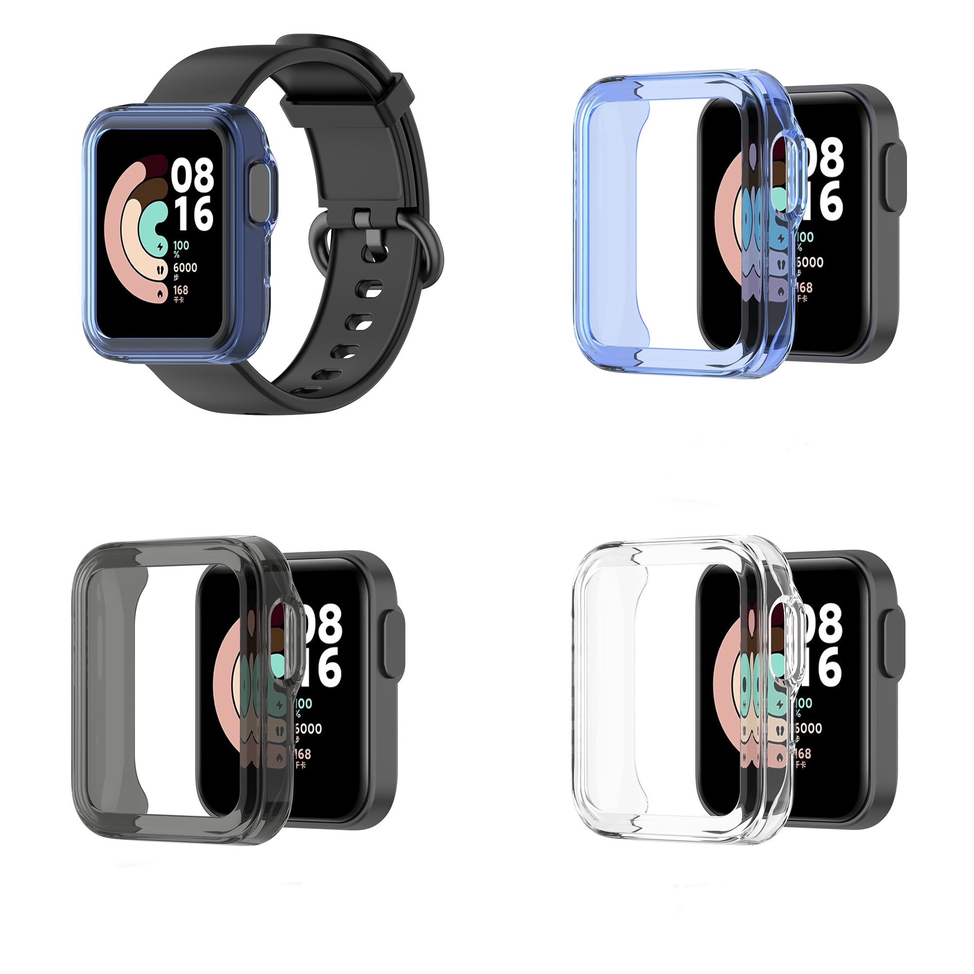 Bakeey-Transparent-TPU-Half-pack-Watch-Case-Cover-Watch-Protector-For-Xiaomi-Mi-Watch-Lite-1819481-1