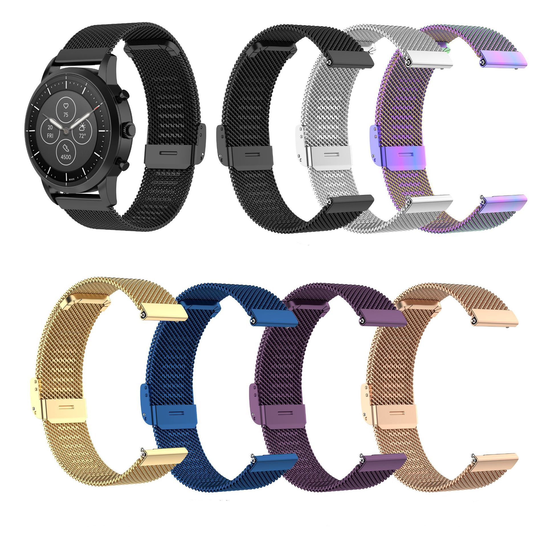 Bakeey-Universal-22mm-Mesh-Steel-Watch-Band-for-Amazfit-Huawei-Fossil-Garmin-Ticwatch-Xiaomi-Color-S-1728091-1
