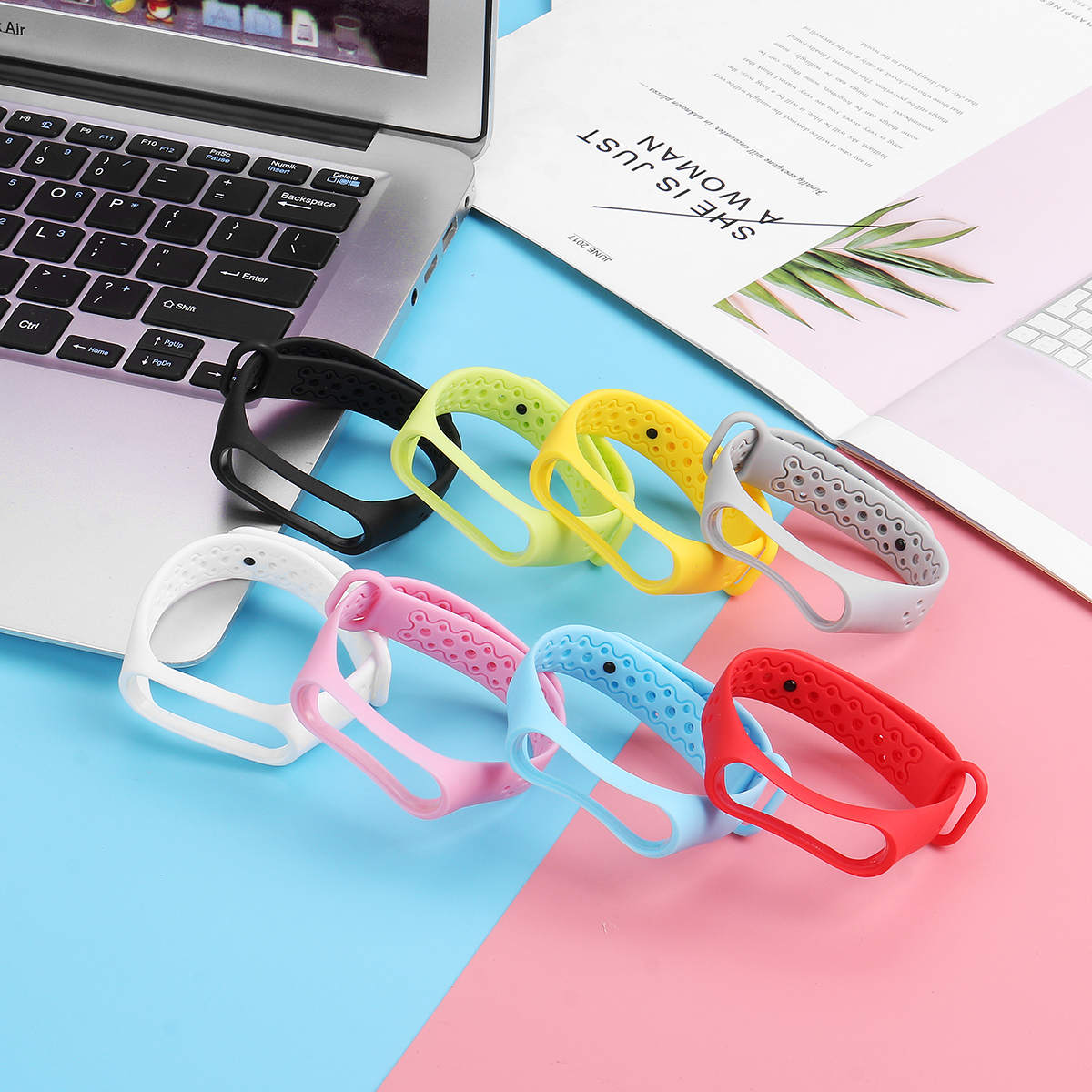 Colorful-Ripple-Pattern-Venting-Hole-Watch-Band-Watch-Strap-Replacement-for-Xiaomi-Miband-4-1632749-3
