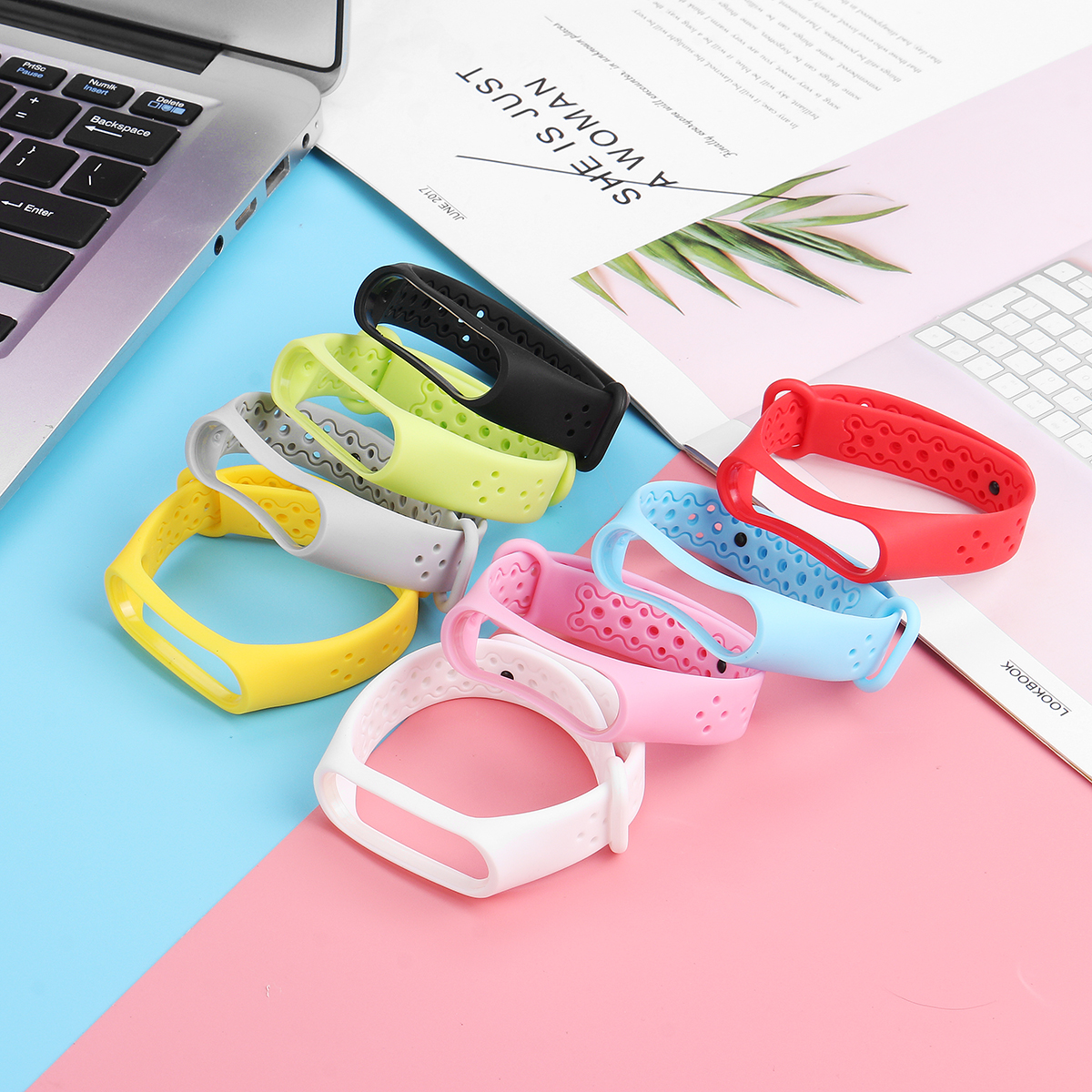 Colorful-Ripple-Pattern-Venting-Hole-Watch-Band-Watch-Strap-Replacement-for-Xiaomi-Miband-4-1632749-4