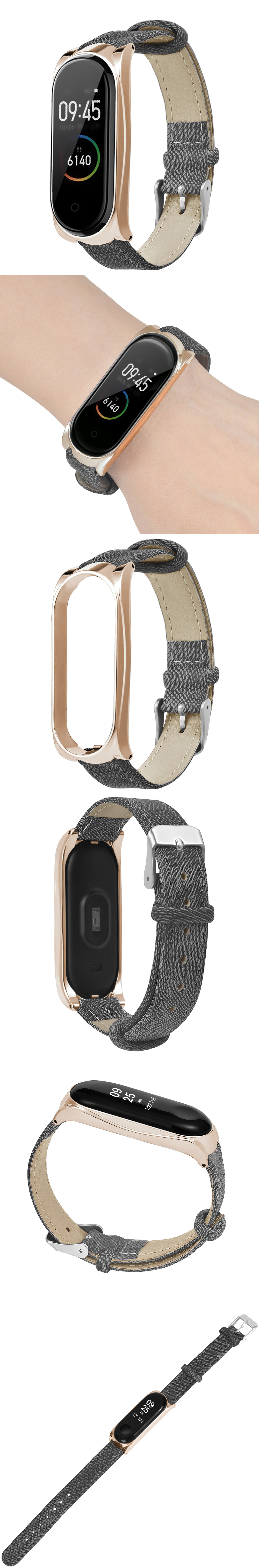 Denim-Leather-Watch-Band-Watch-Strap-Replacement-for-Xiaomi-Miband-4-Non-original-1544092-1