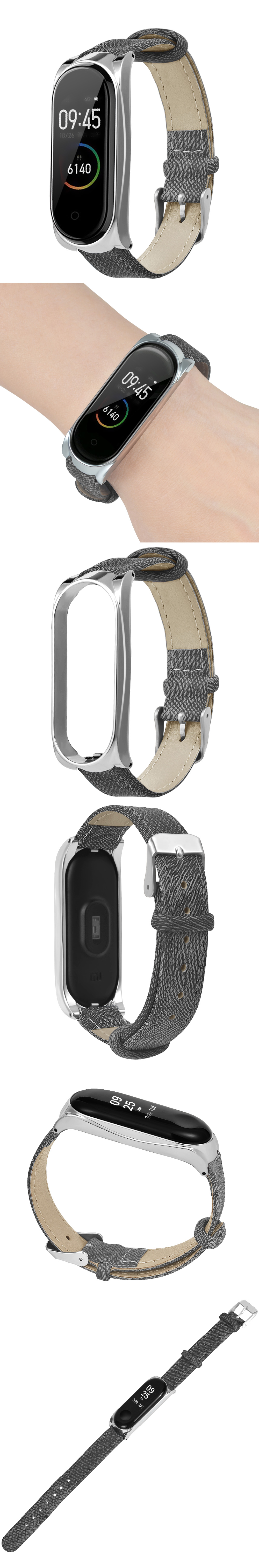 Denim-Leather-Watch-Band-Watch-Strap-Replacement-for-Xiaomi-Miband-4-Non-original-1544092-2