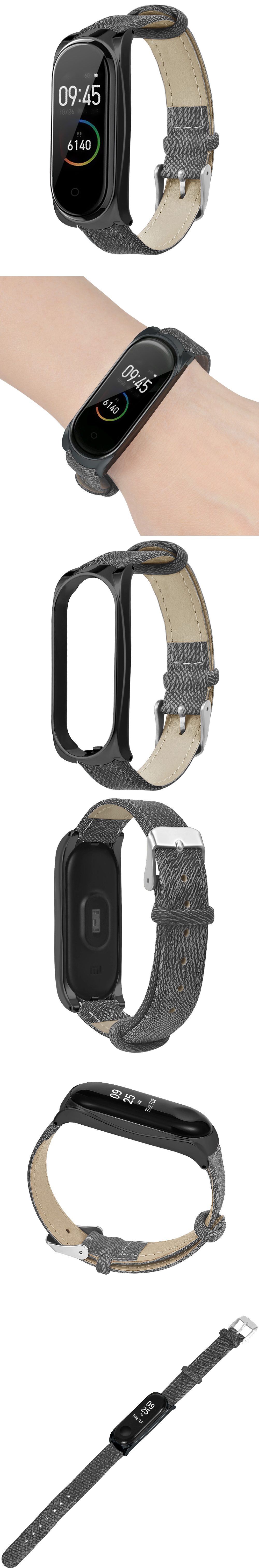Denim-Leather-Watch-Band-Watch-Strap-Replacement-for-Xiaomi-Miband-4-Non-original-1544092-3