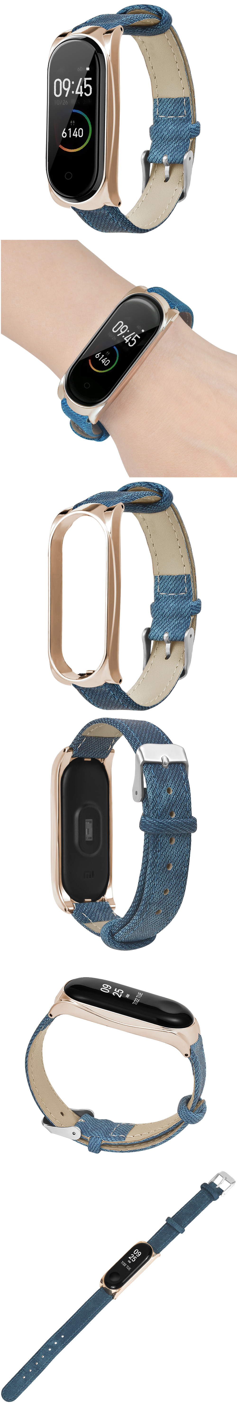 Denim-Leather-Watch-Band-Watch-Strap-Replacement-for-Xiaomi-Miband-4-Non-original-1544092-4