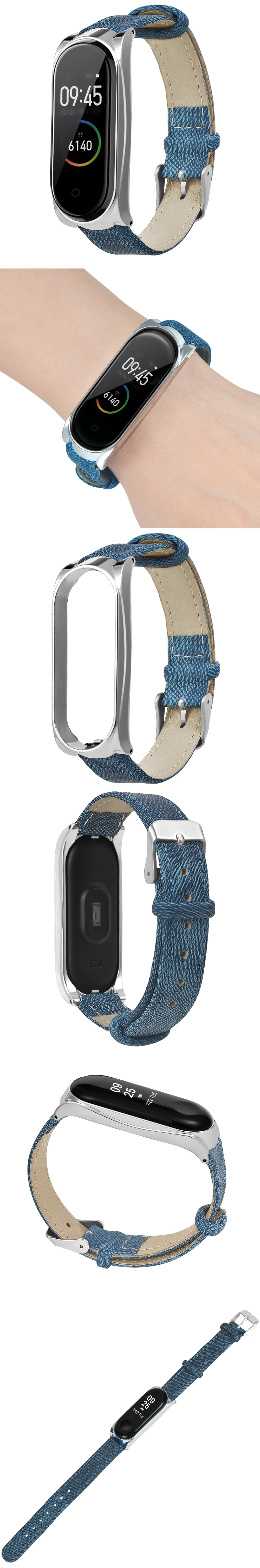 Denim-Leather-Watch-Band-Watch-Strap-Replacement-for-Xiaomi-Miband-4-Non-original-1544092-5