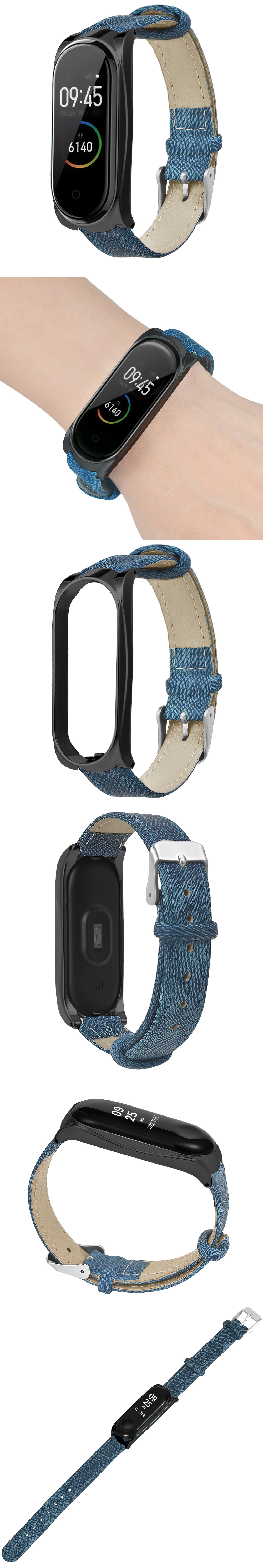 Denim-Leather-Watch-Band-Watch-Strap-Replacement-for-Xiaomi-Miband-4-Non-original-1544092-6