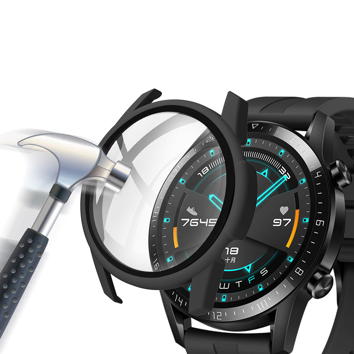 ENKAY-PC-Matte-Watch-Case-Watch-Cover-9H-Tempered-Glass-Watch-Screen-Protector-for-Huawei-Watch-GT-2-1747018-3