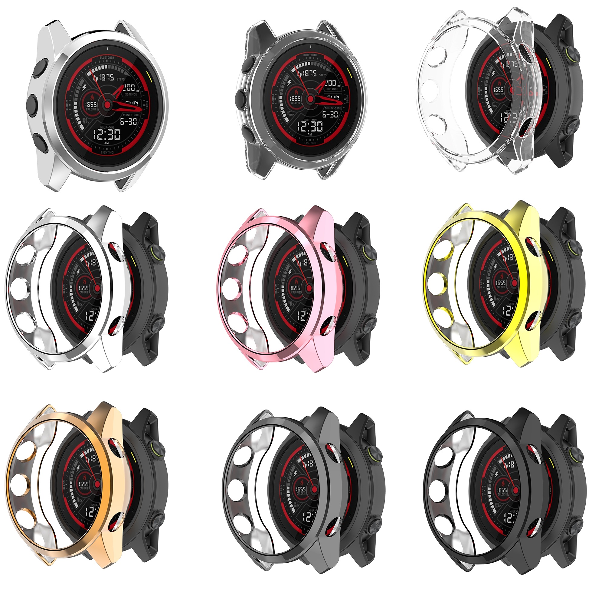 Electroplating-Half-pack-TPU-Watch-Case-Watch-Cover-Protective-Case-for-Garmin-Forerunner745-1765702-1