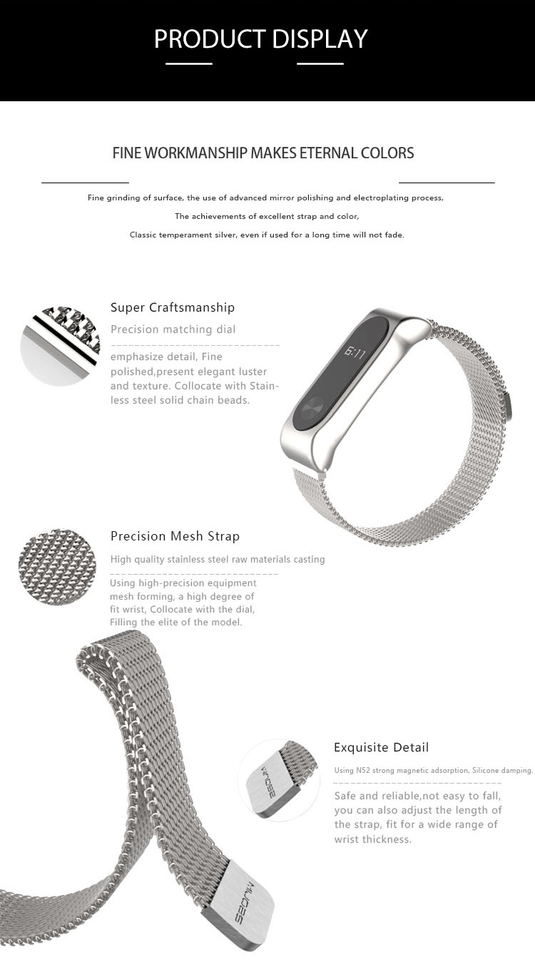 Mijobs-Magnetic-Buckle-Metal-Replacement-Stainless-Steel-Strap-for-Xiaomi-MiBand-2-Non-original-1265929-5