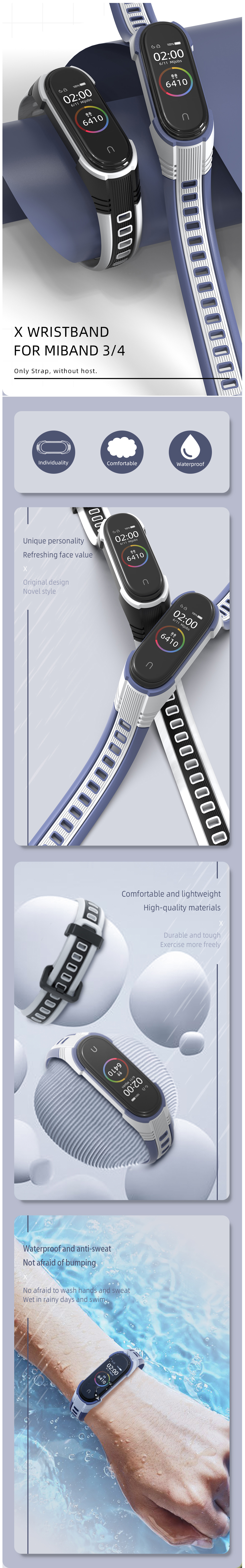 Mijobs-Silicone-Dual-Color-Original-Design-Watch-Band-for-Xiaomi-mi-Band-34-Smart-Watch-Non-original-1658265-1