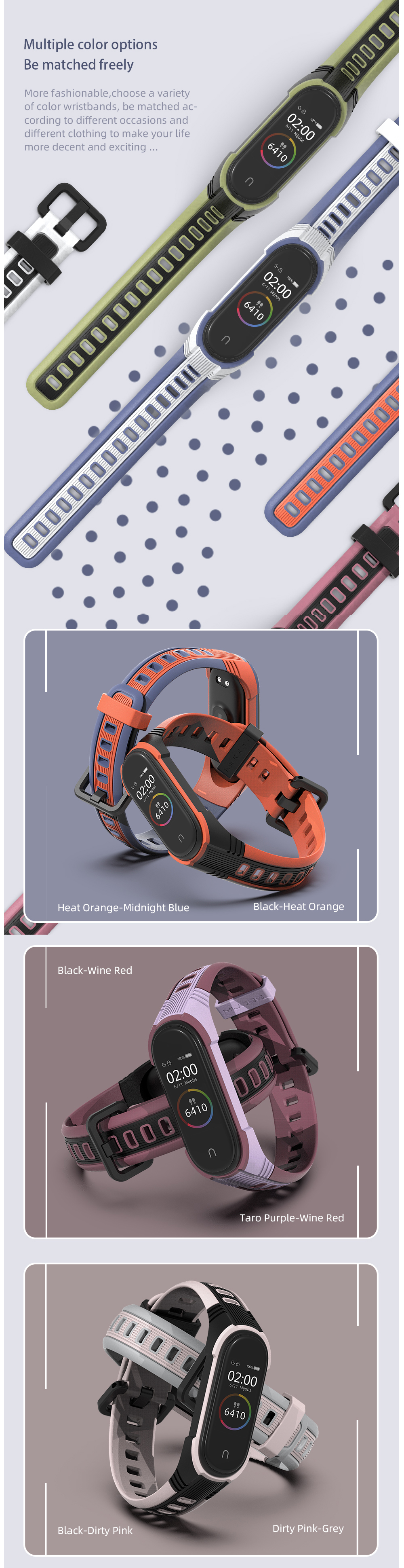 Mijobs-Silicone-Dual-Color-Original-Design-Watch-Band-for-Xiaomi-mi-Band-34-Smart-Watch-Non-original-1658265-2