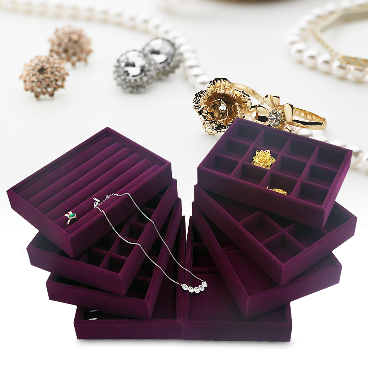 Purple-Multi-check-Flannel-Smart-Ring-Box-Small-Jewelry-Display-Box-Ring-Storage-Box-1746971-1