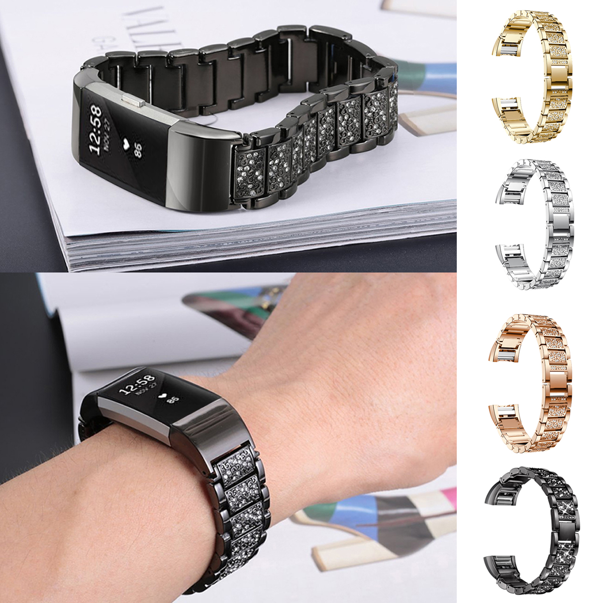 Replacement-Diamond-Stainless-Steel-Replace-Watch-Strap-Band-For-Fitbit-Charge-2-1263407-3