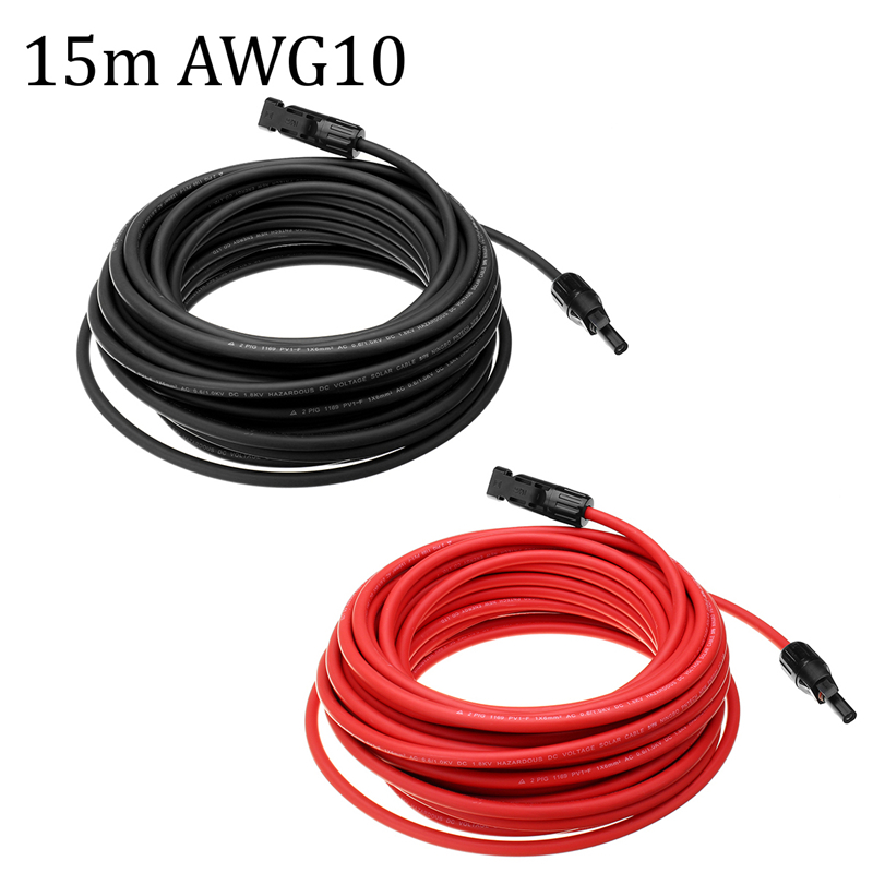 10-AWG-15-Meter-Solar-Panel-Extension-Cable-Wire-BlackRed-with-MC4-Connectors-1338753-1
