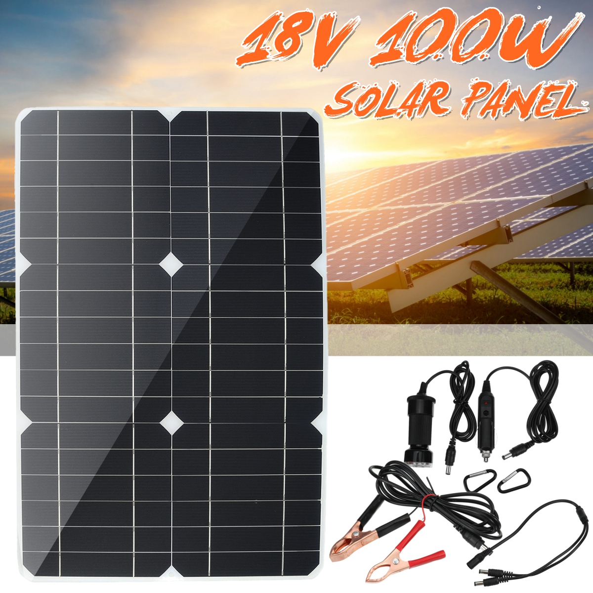 100W-18V-Solar-Panel-Monocrystalline-Silicon-Battery-Charger-Kit-for-Cycling-Climbing-Hiking-Camping-1778312-1