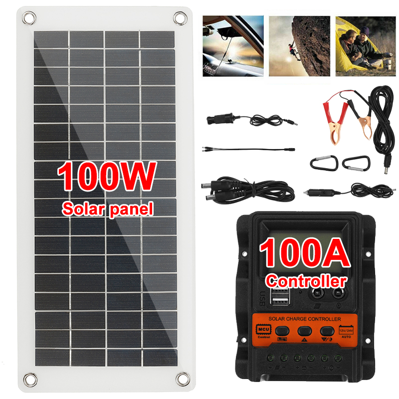100W-Max-18V-Flexible-Solar-Panel-Controller-Kit-USB-Charging-Solar-Power-12V-Car-Battery-Charger-Ph-1891856-4