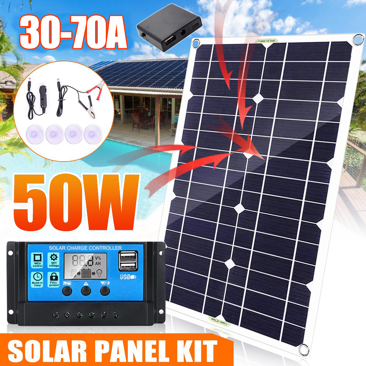 100W-Max-50W-Battery-Dual-USB-Charger-Solar-Panel-Controller-W-Clip-Kits-Motorhome-Boats-Car-1847884-1