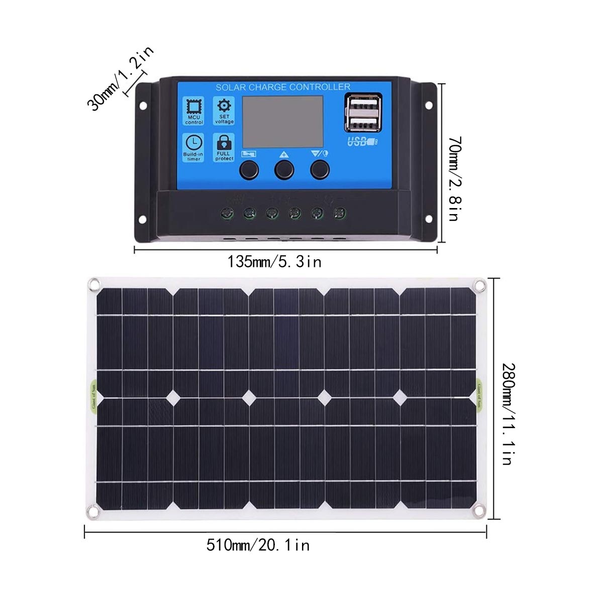 100W-Max-50W-Battery-Dual-USB-Charger-Solar-Panel-Controller-W-Clip-Kits-Motorhome-Boats-Car-1847884-7