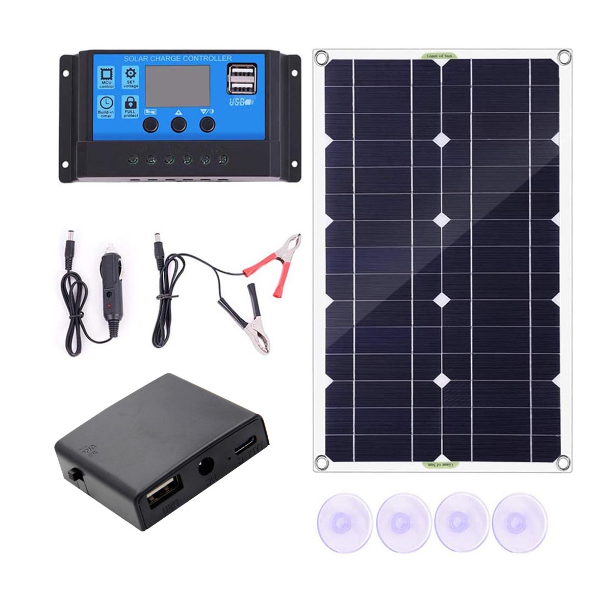100W-Max-50W-Battery-Dual-USB-Charger-Solar-Panel-Controller-W-Clip-Kits-Motorhome-Boats-Car-1847884-9