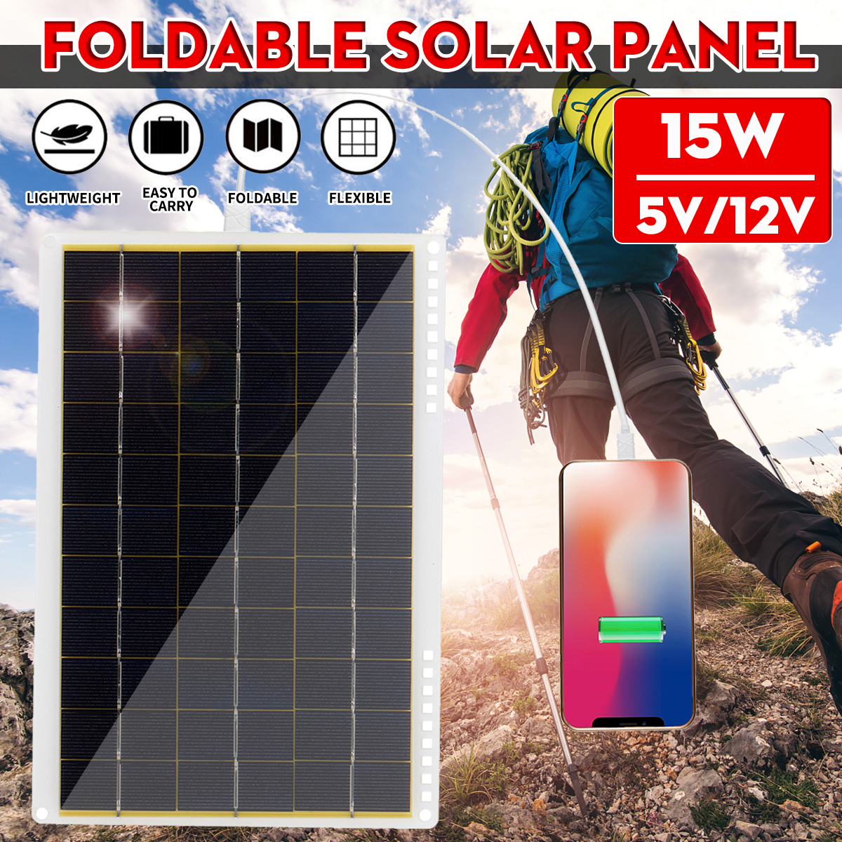15W-Solar-Panel-12V-Polycrystalline-Solar-Panel-Fast-Outdoor-Emergency-Charging-1847588-1