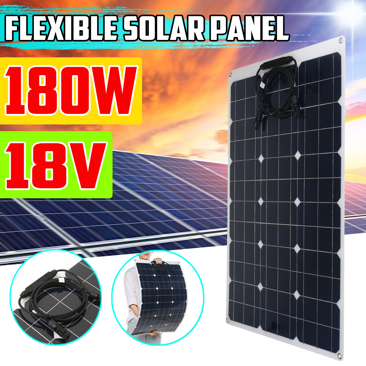 180W-18V-Monocrystalline-Highly-Flexible-Solar-Panel-Waterproof-1703603-2