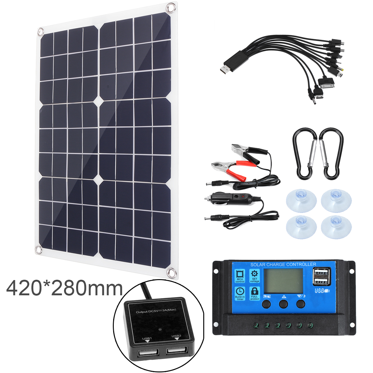 200W-Portable-Solar-Panel-Kit-Dual-DC-USB-Charger-Kit-W-None10A30A60A100A-Solar-Controller-Monocryst-1851663-10