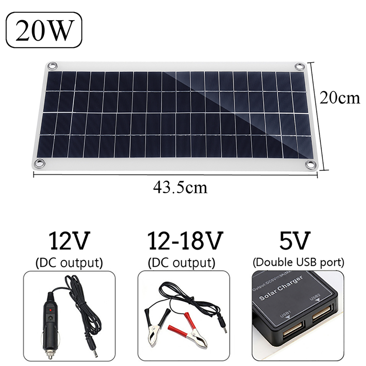 20W-Portable-Solar-Panel-Kit-DC-USB-Charging-Double-USB-Port-Suction-Cups-Camping-Traveling-1383681-1