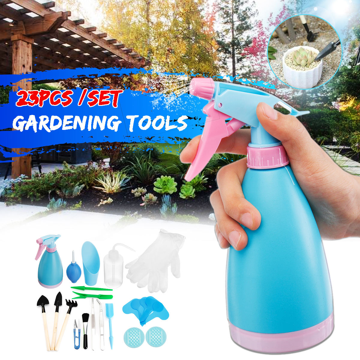 23pcs-Set-Mini-Shovel-Rake-Spade-Wood-Handle-Metal-Head-Tool-Transplanting-Succulent-Watering-Tools--1525237-2