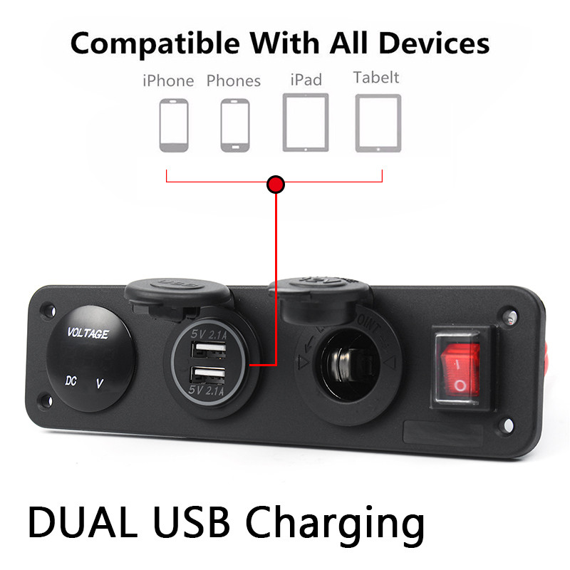 3-in-1-DC-12V-24V-Power-Outlet-Socket-Panel-Dual-USB-Phone-Charger-Switch-with-Volt-LED-Display-1311406-3