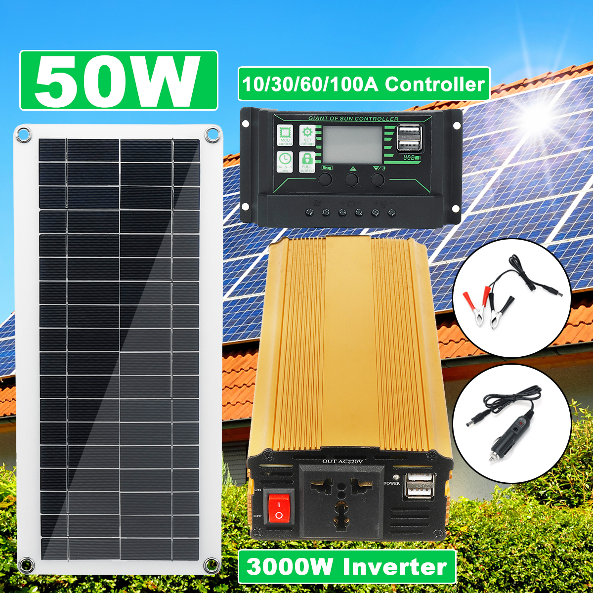 4In1-Waterproof-Solar-Panel-Solar-Power-Kit-W-2000W-Power-Inverter-30W-Solar-Panel-With-Soar-Charge--1840085-1