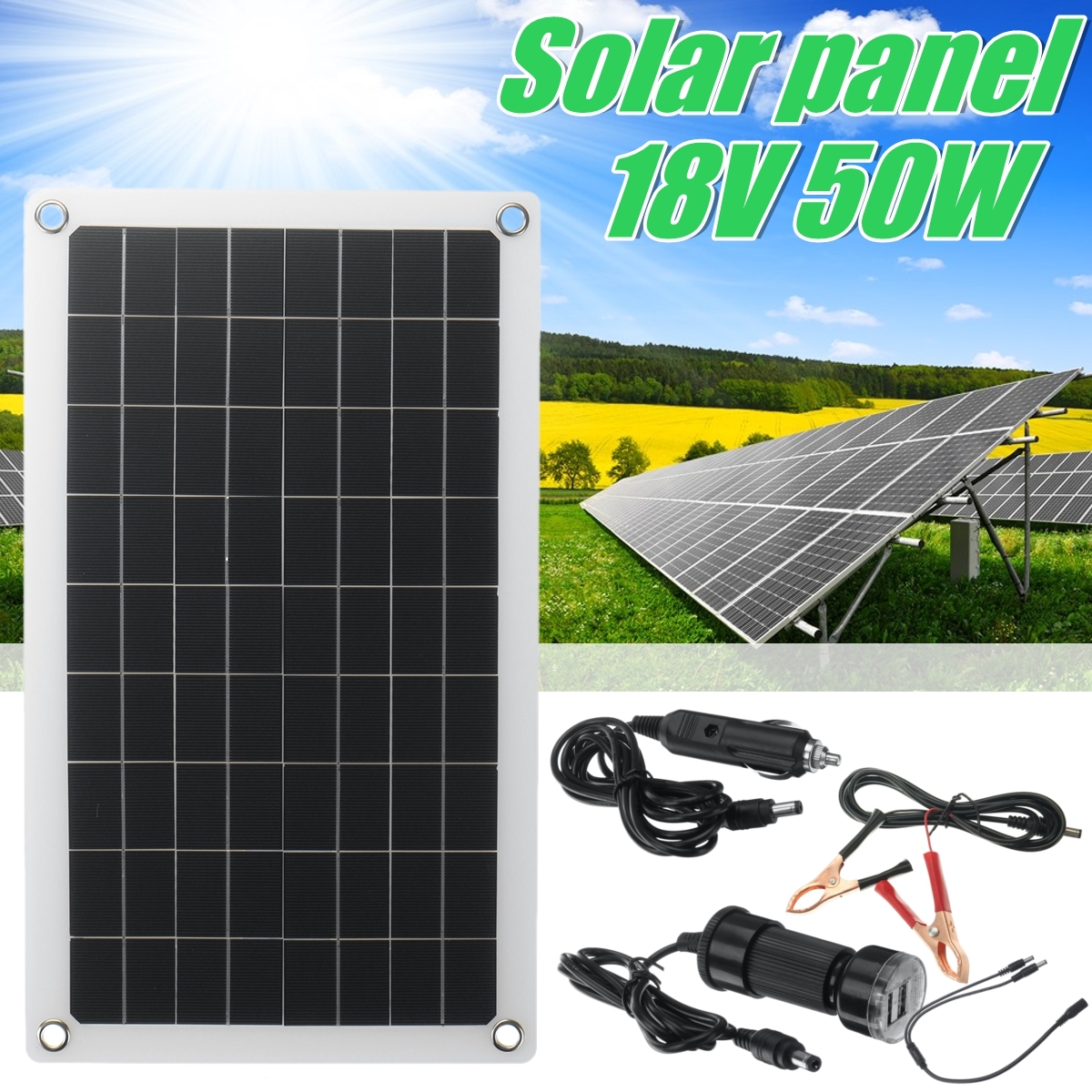 50W-18V-Solar-Panel-Monocrystalline-Silicon-Battery-Charger-Kit-for-Car--Small-Household-Appliances-1778301-1