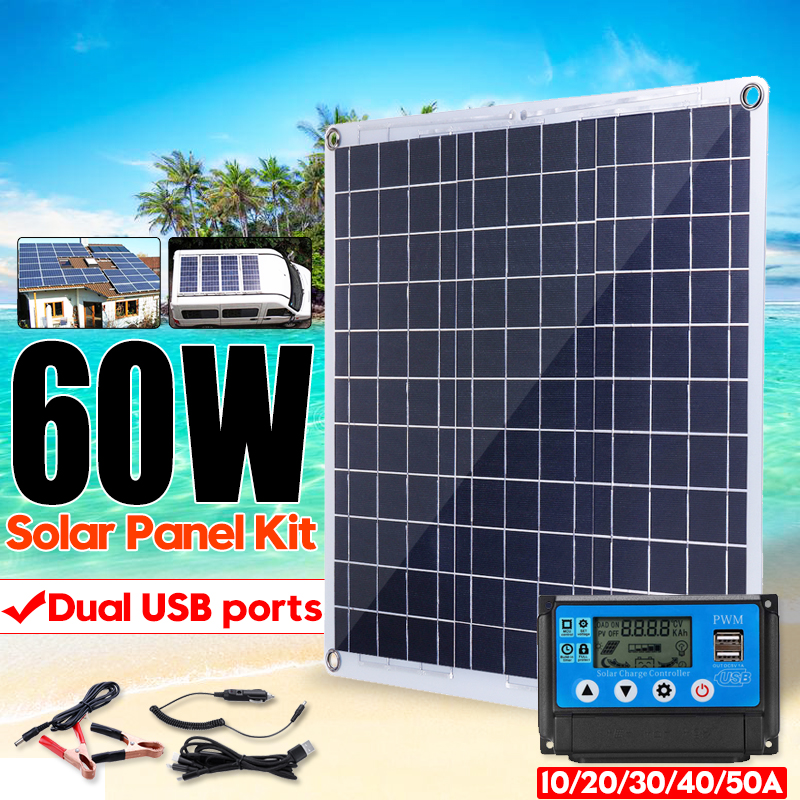 60W-DC-12V-60W-Solar-Panel-5V-Dual-USB-Ports-Battery-Charger-Aluminum-Plate-Solar-Powered-Panel-1497878-2